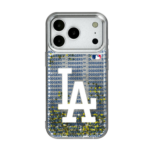 LA Dodgers Text Backdrop Glitter Phone Case for Apple iPhone