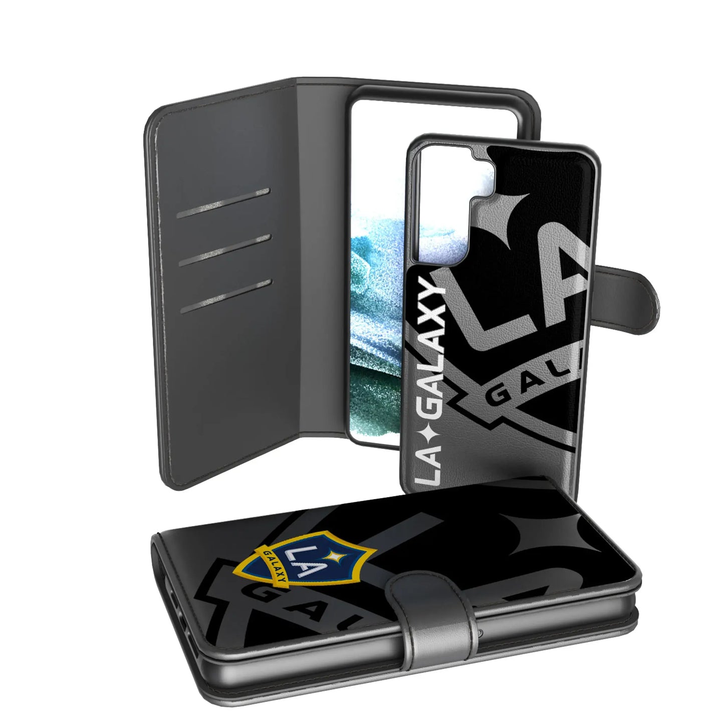 LA Galaxy Monocolor Tilt Wallet Phone Case for Apple iPhone