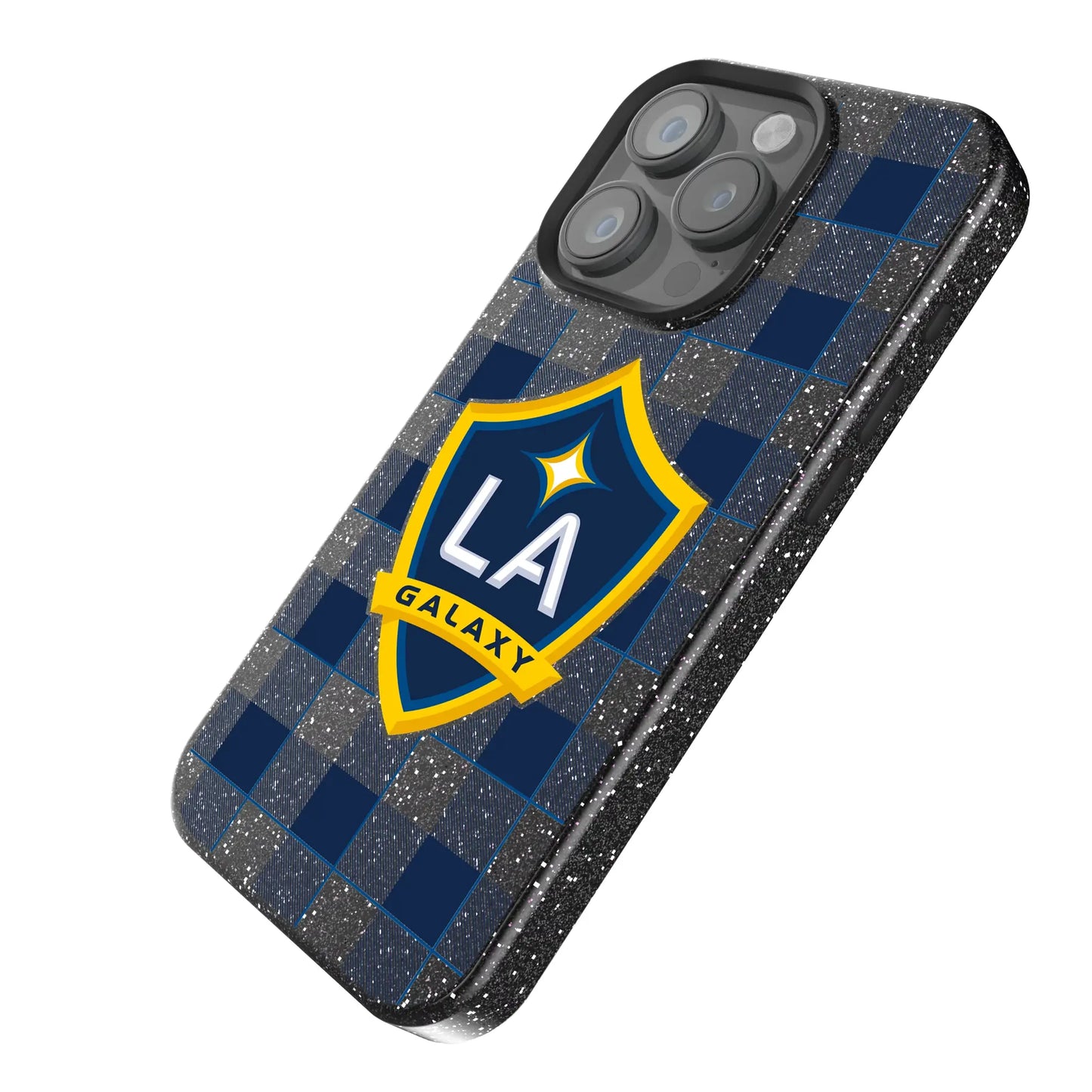 LA Galaxy Plaid Black Bling Phone Case for Apple iPhone