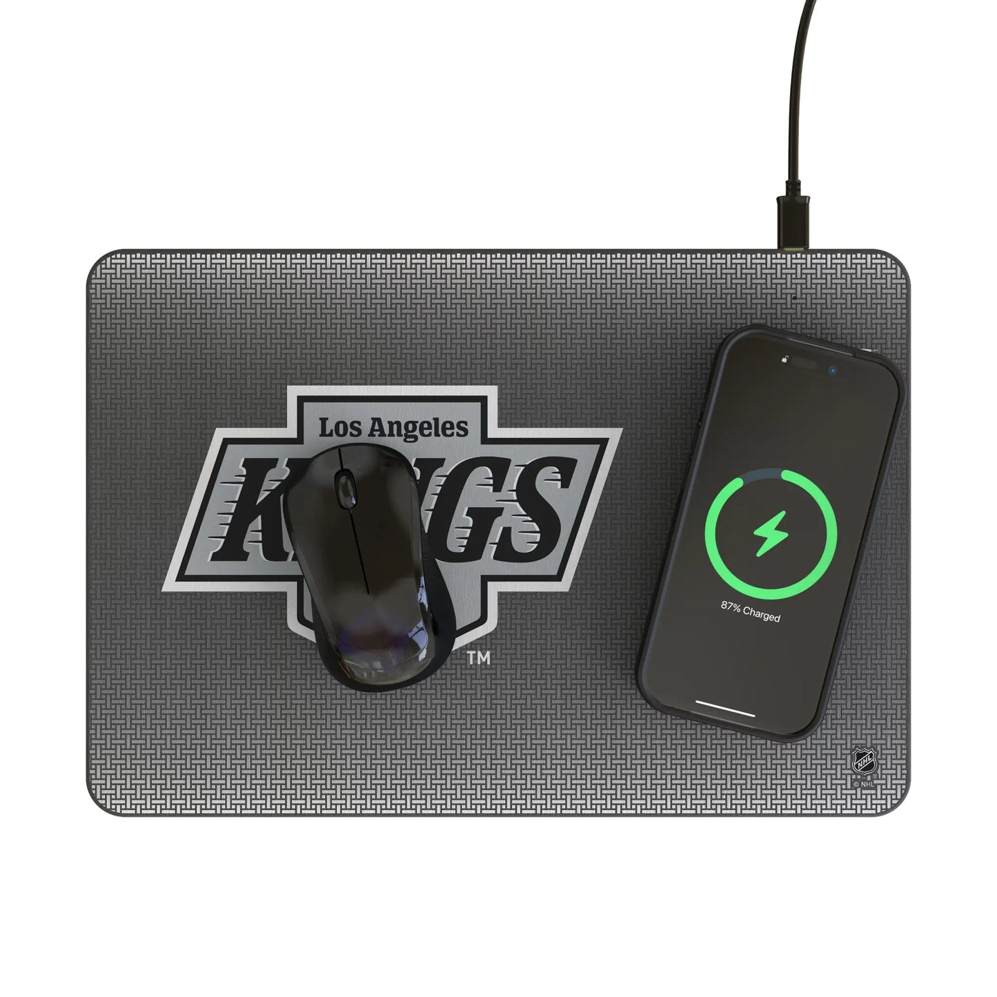 LA Kings Linen 15-Watt Wireless Charger and Mouse Pad