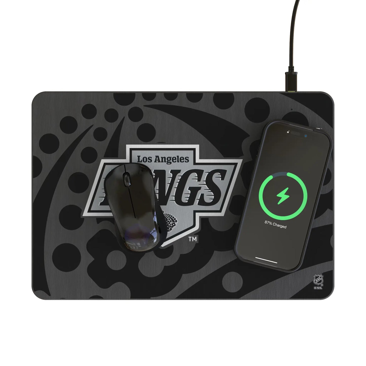 LA Kings Monocolor Tilt 15-Watt Wireless Charger and Mouse Pad