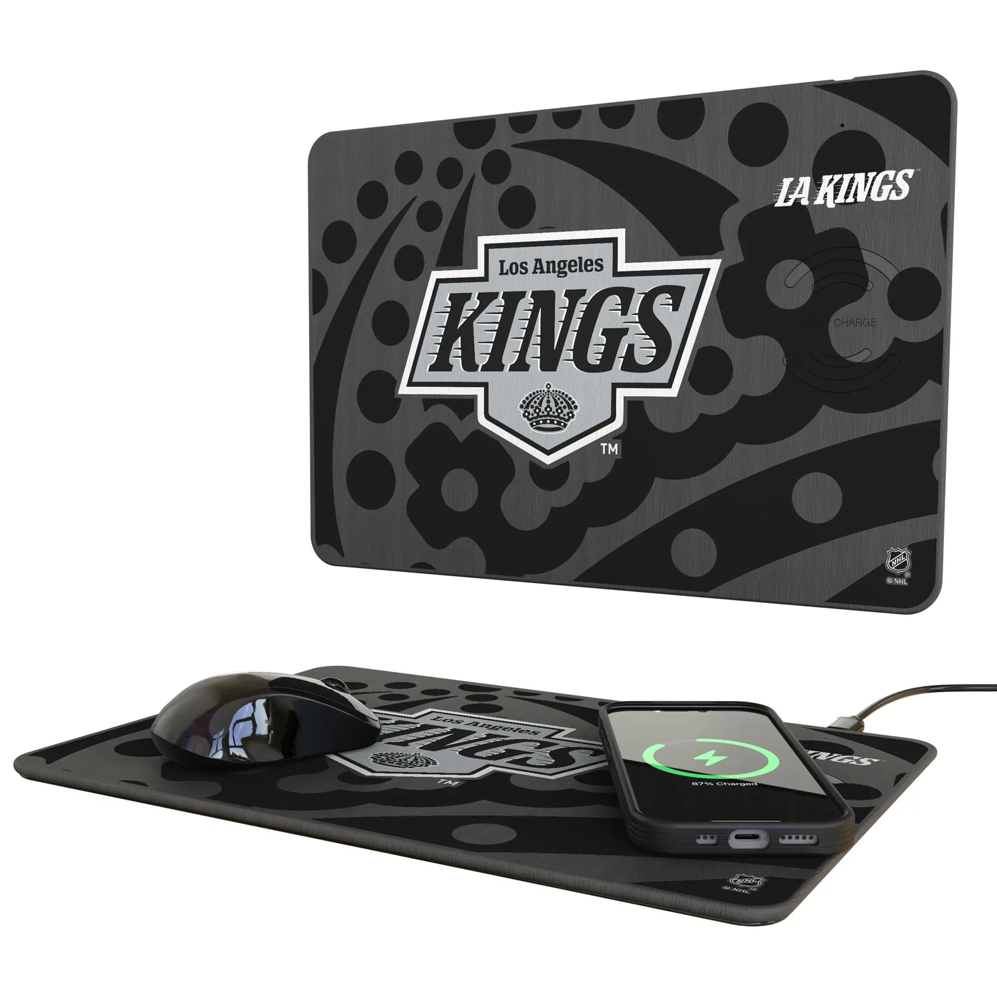 LA Kings Monocolor Tilt 15-Watt Wireless Charger and Mouse Pad