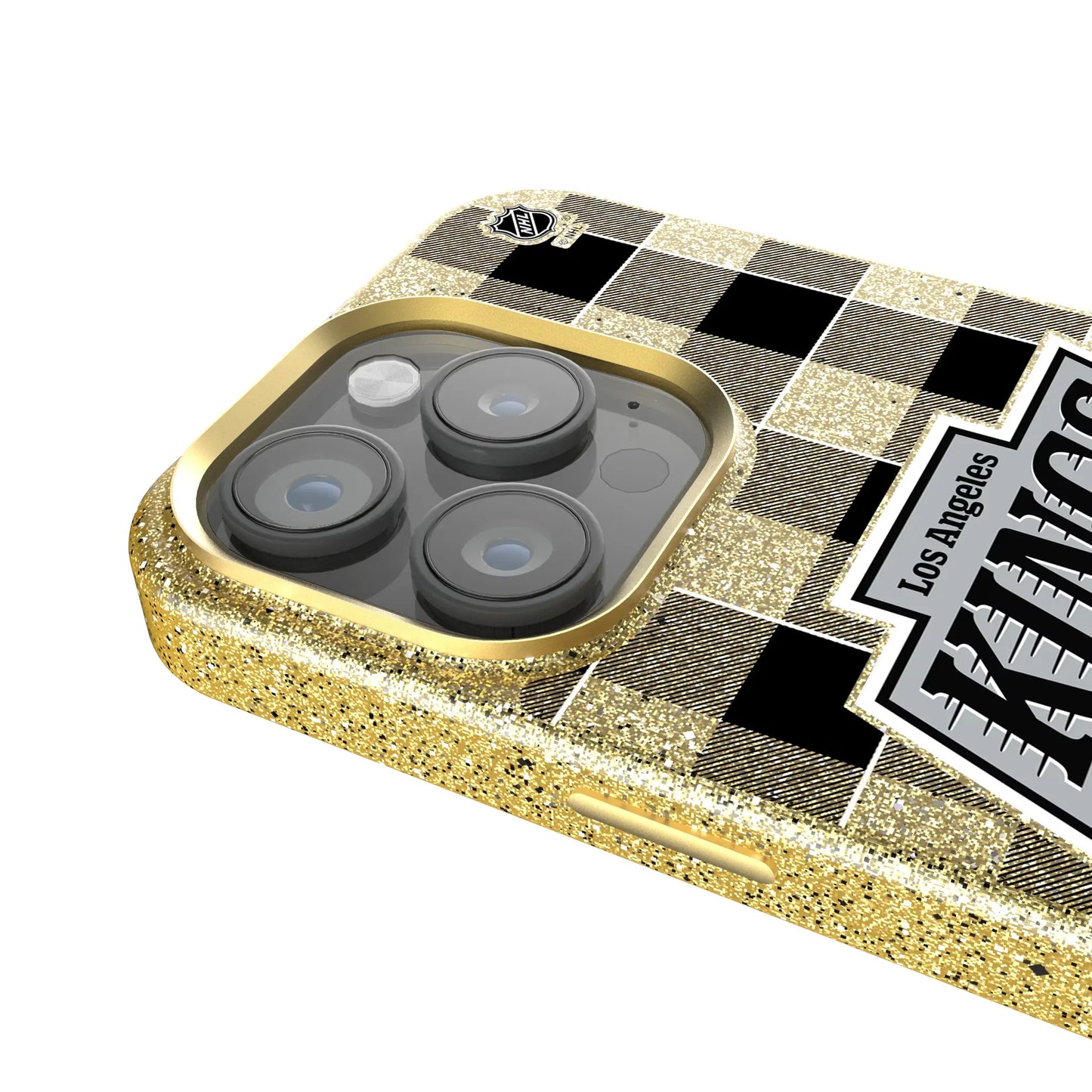 LA Kings Plaid Bling Phone Case for Apple iPhone
