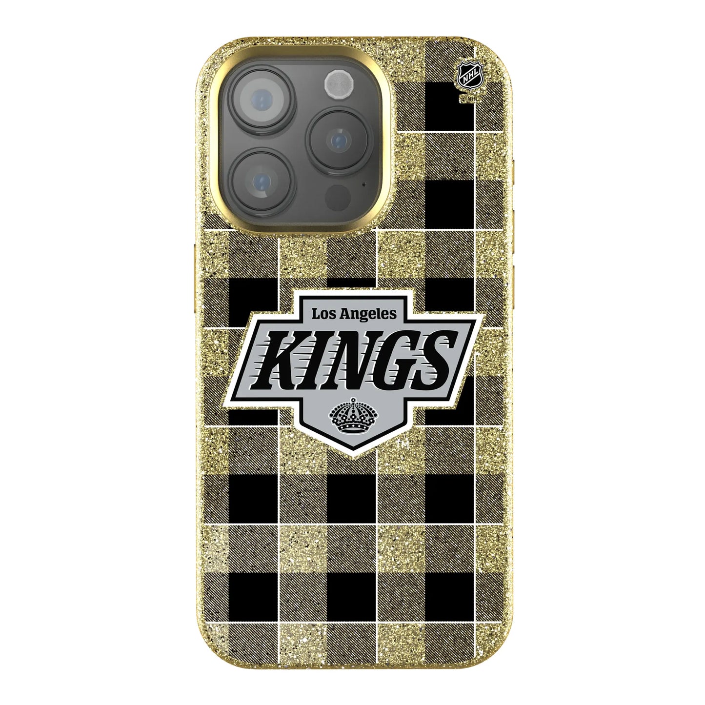 LA Kings Plaid Bling Phone Case for Apple iPhone
