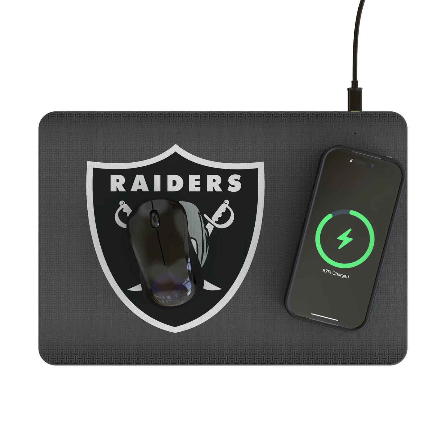 Las Vegas Raiders Linen 15-Watt Wireless Charger and Mouse Pad