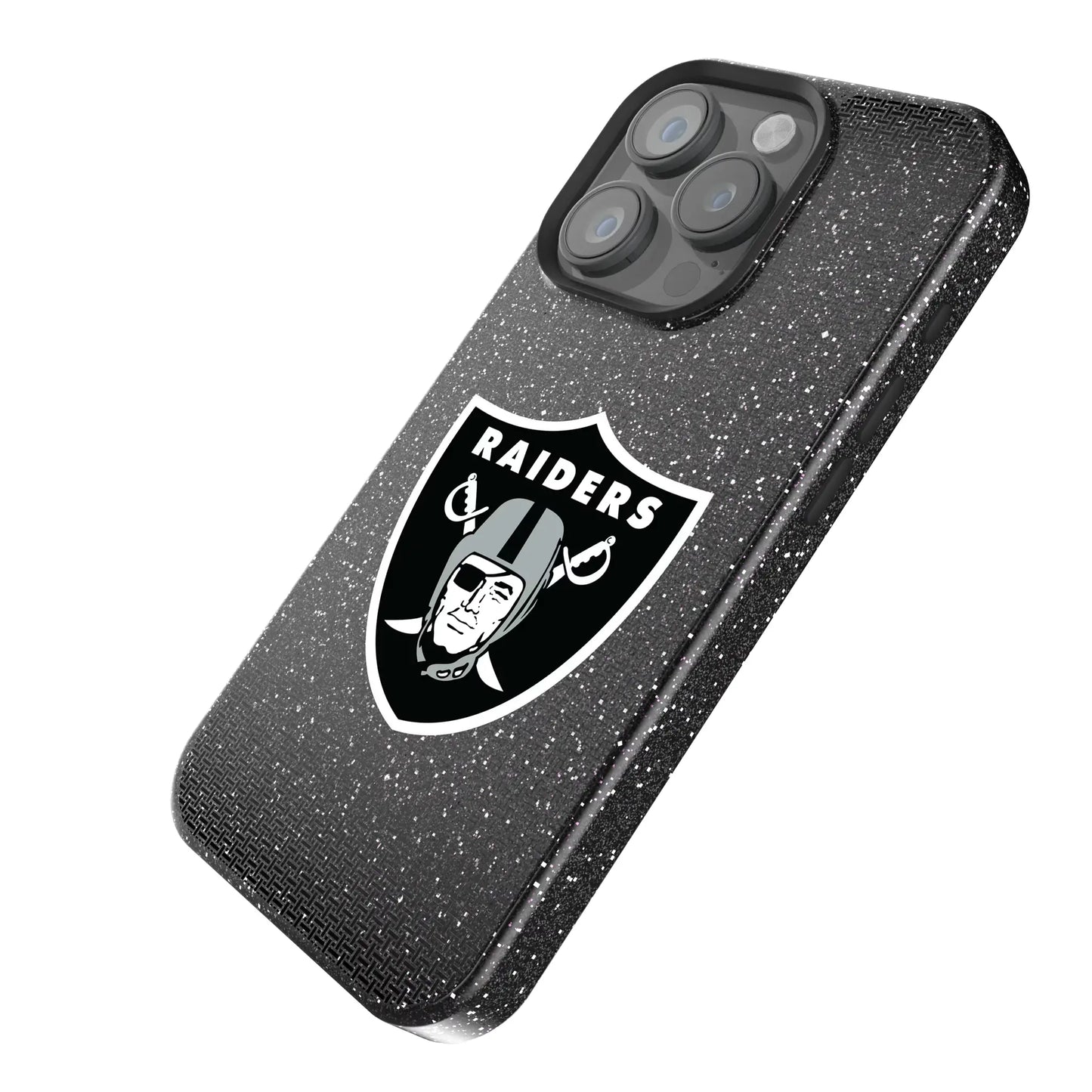 Las Vegas Raiders Linen Black Bling Phone Case for Apple iPhone