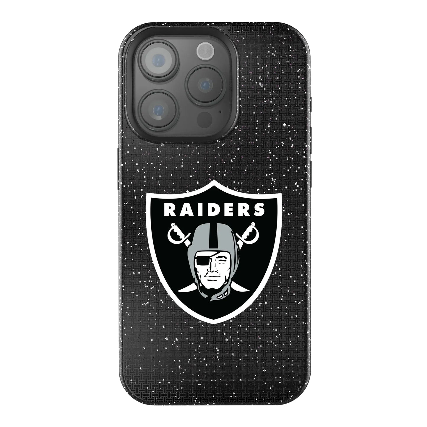 Las Vegas Raiders Linen Black Bling Phone Case for Apple iPhone