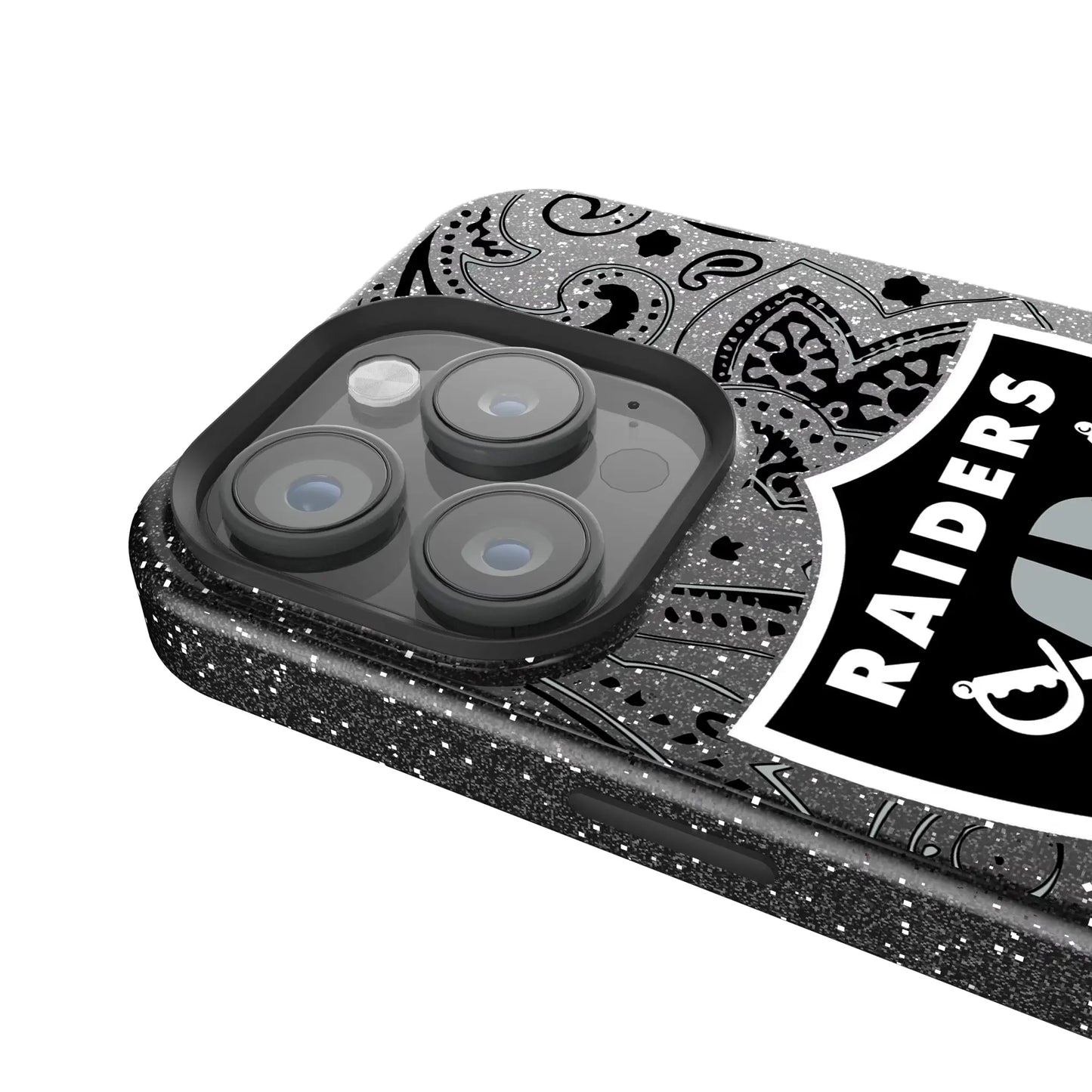 Las Vegas Raiders Paisley Black Bling Phone Case for Apple iPhone
