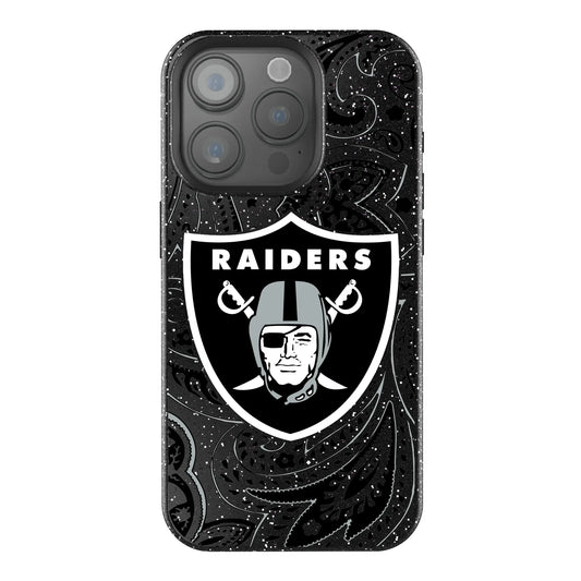 Las Vegas Raiders Paisley Black Bling Phone Case for Apple iPhone