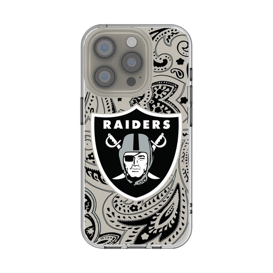 Las Vegas Raiders Paisley Clear Phone Case for Apple iPhone