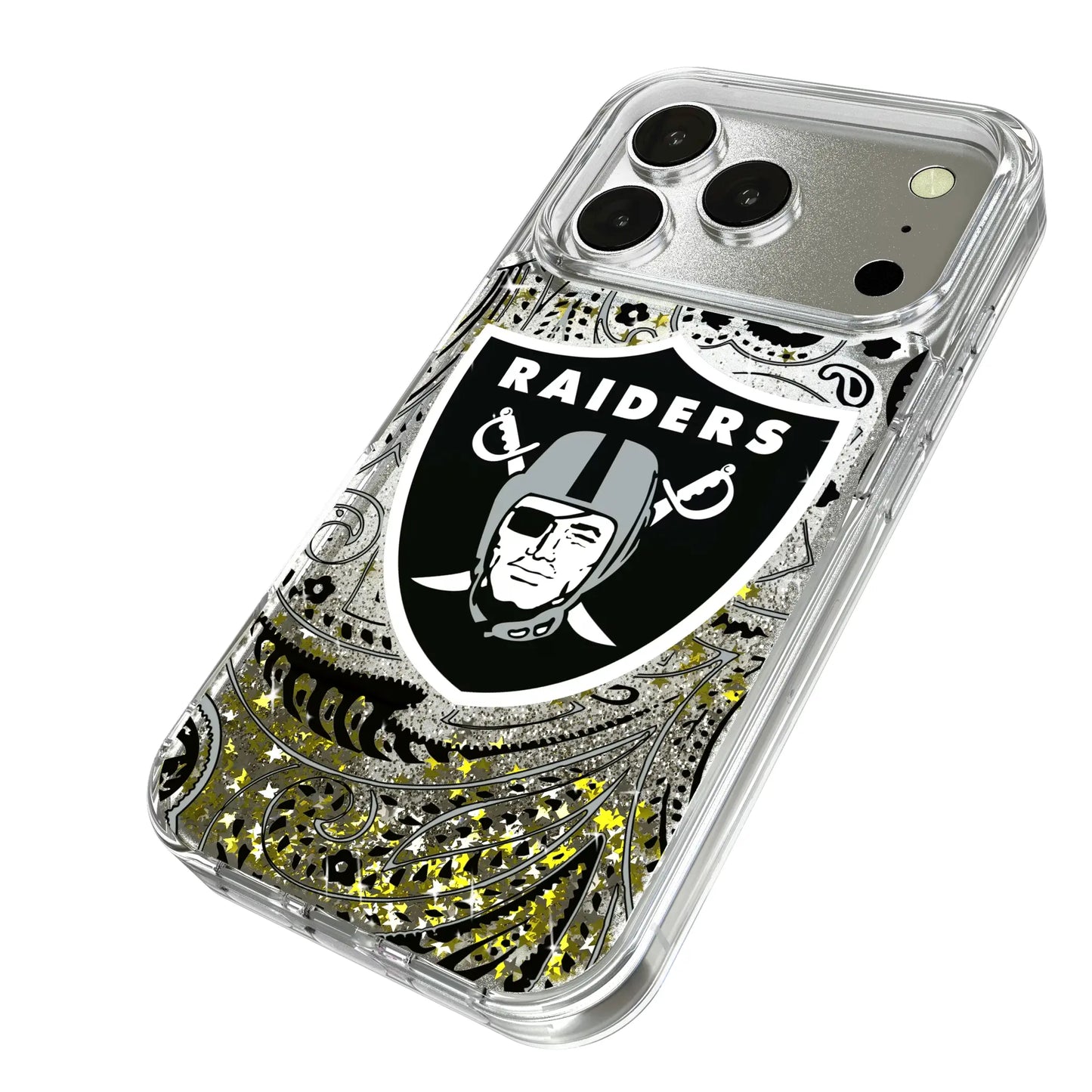 Las Vegas Raiders Paisley Glitter Phone Case for Apple iPhone
