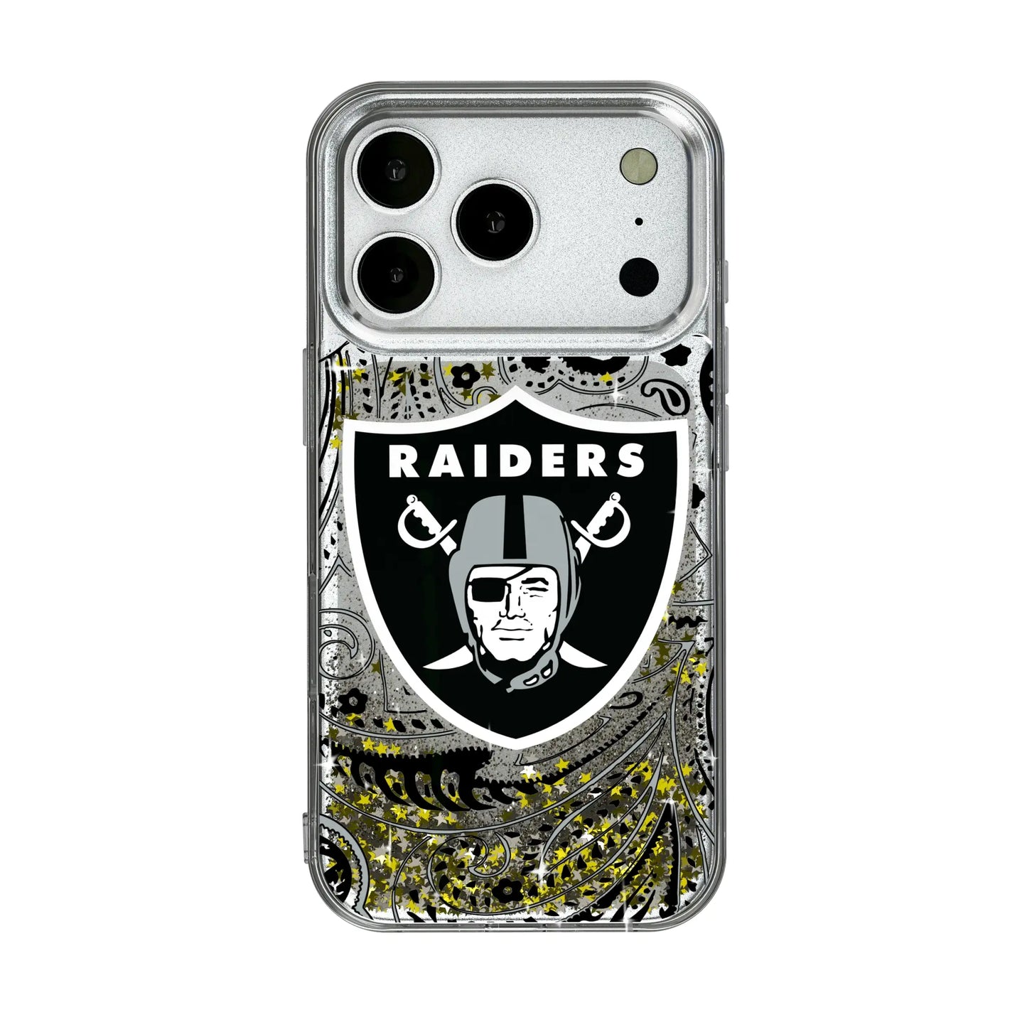 Las Vegas Raiders Paisley Glitter Phone Case for Apple iPhone