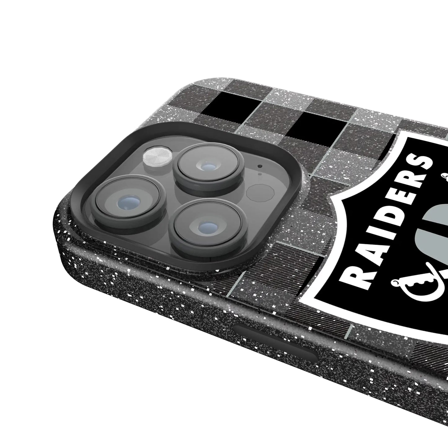 Las Vegas Raiders Plaid Black Bling Phone Case for Apple iPhone