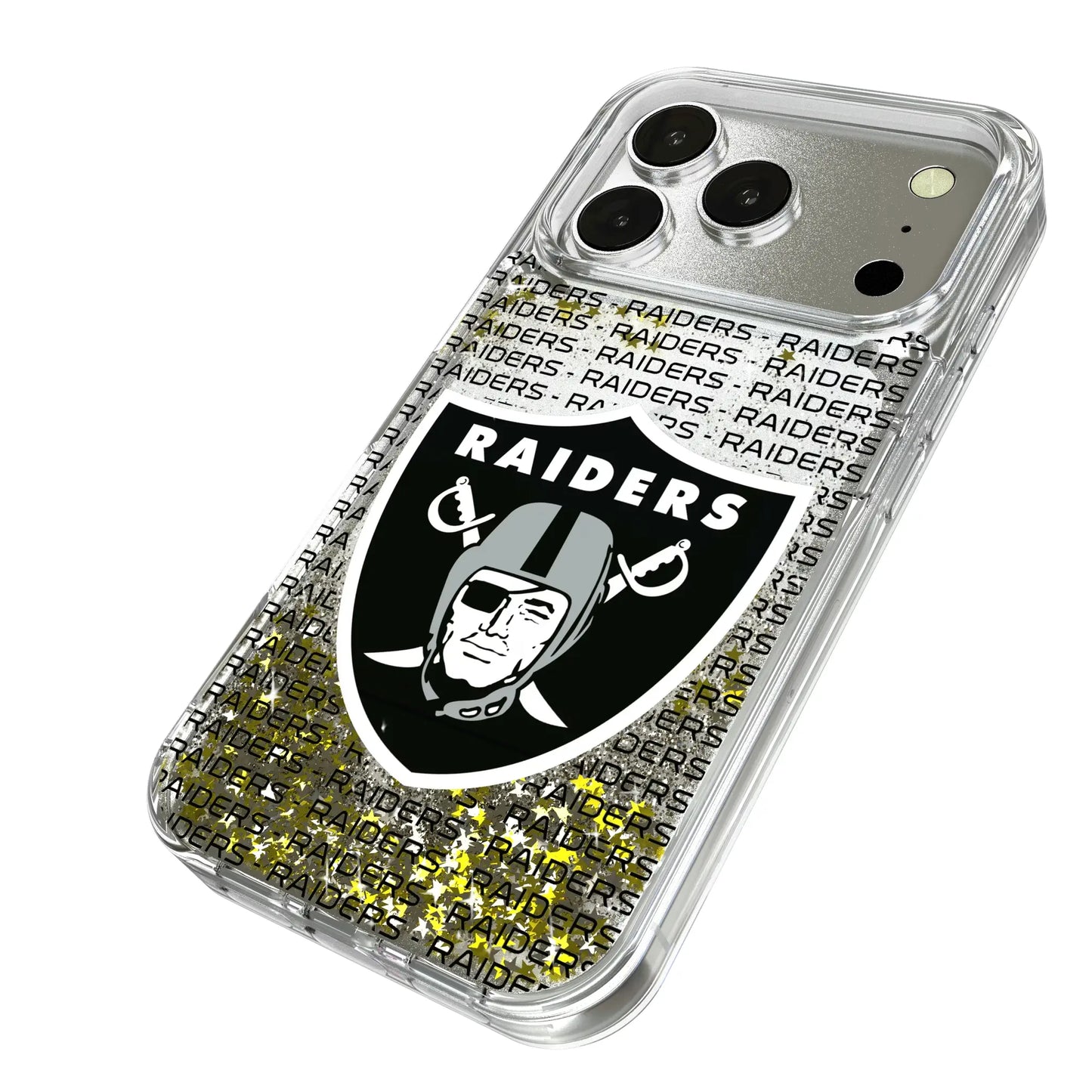 Las Vegas Raiders Text Backdrop Glitter Phone Case for Apple iPhone