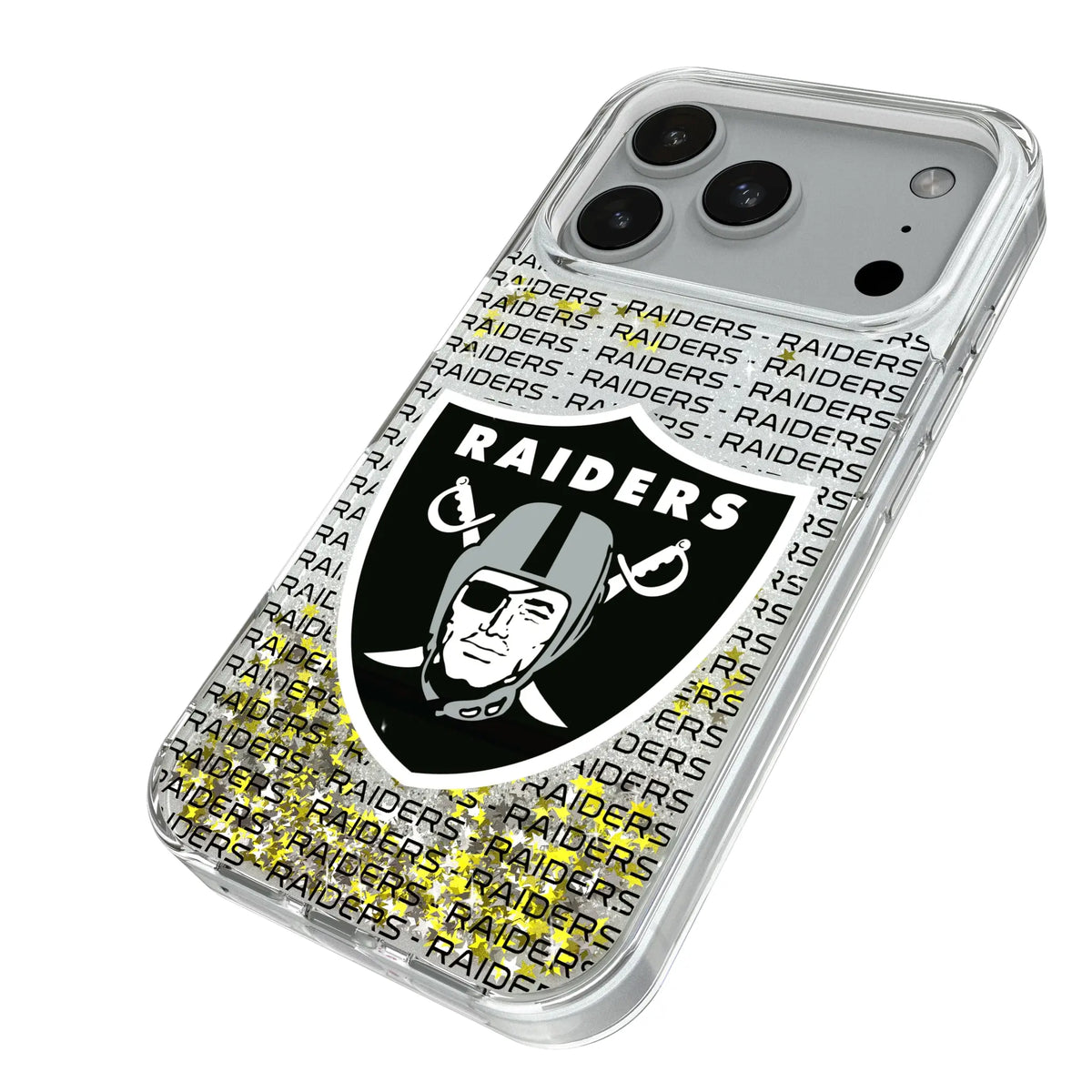 Las Vegas Raiders Text Backdrop Glitter Phone Case for Apple iPhone