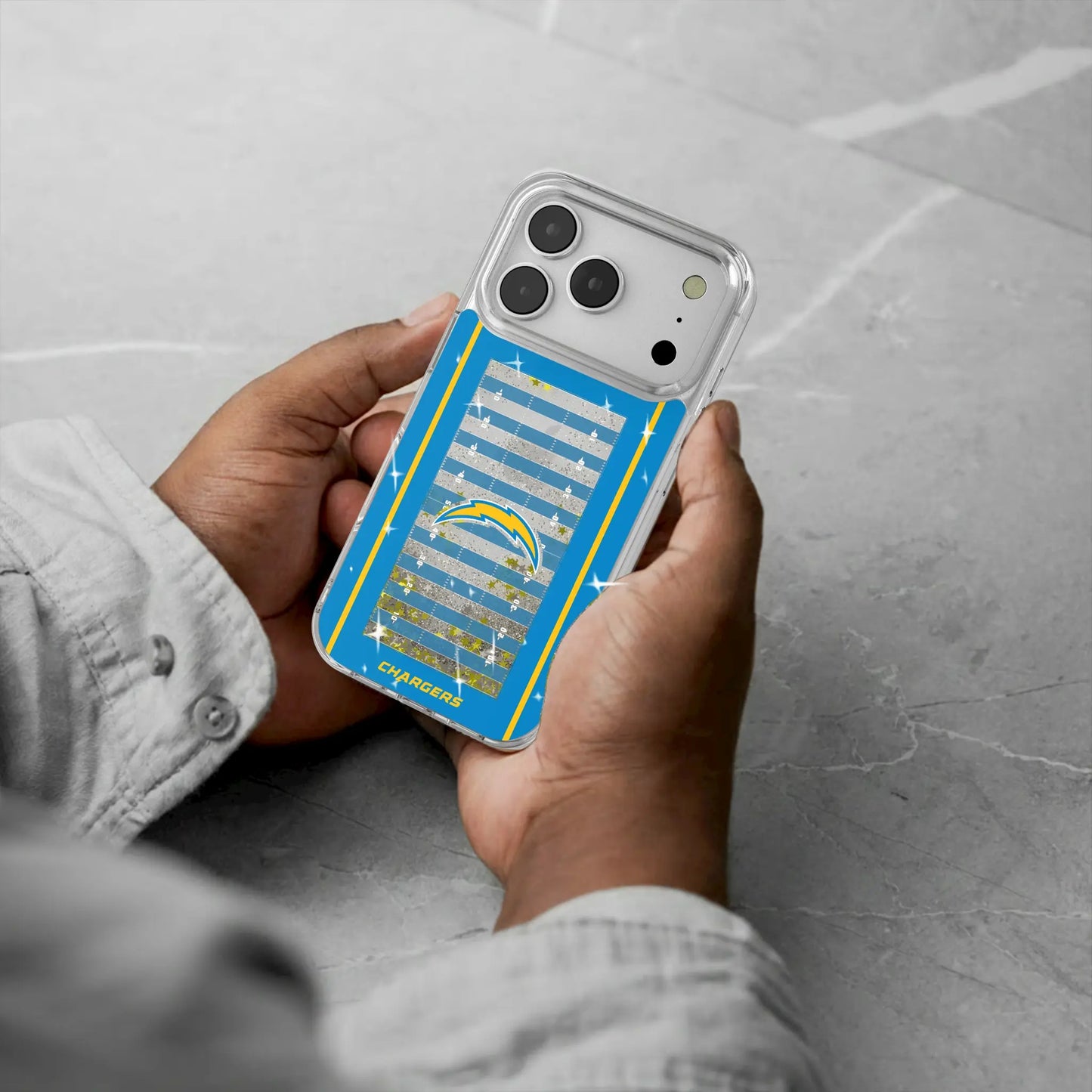 Los Angeles Chargers Field Glitter Phone Case for Apple iPhone