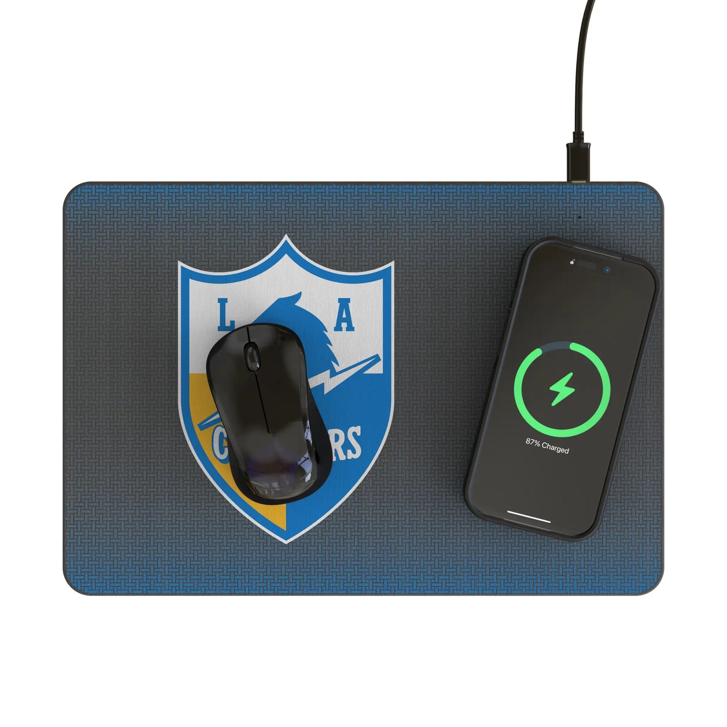 Los Angeles Chargers Historic Collection Linen 15-Watt Wireless Charger and Mouse Pad