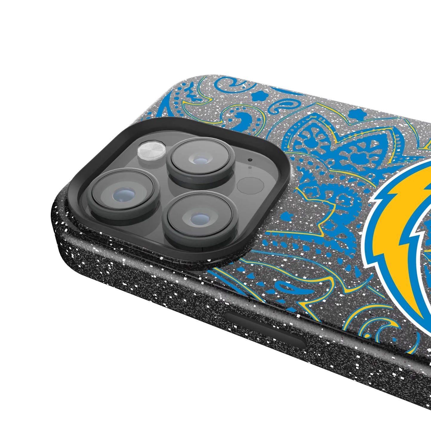 Los Angeles Chargers Paisley Black Bling Phone Case for Apple iPhone