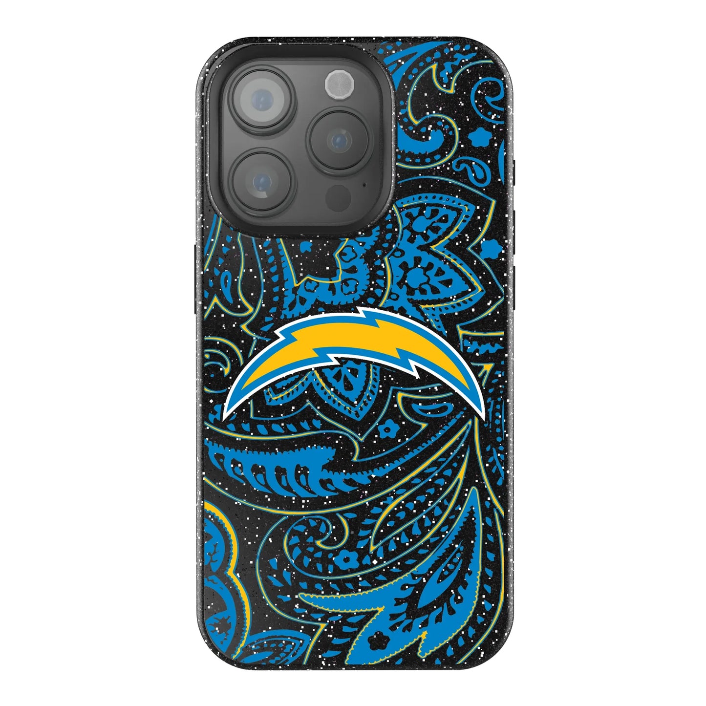 Los Angeles Chargers Paisley Black Bling Phone Case for Apple iPhone