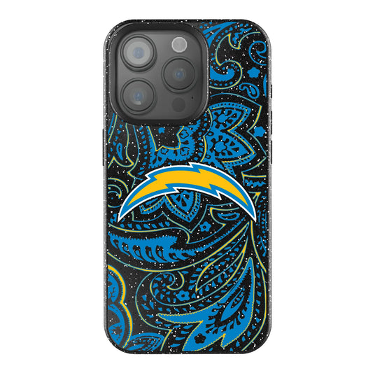 Los Angeles Chargers Paisley Black Bling Phone Case for Apple iPhone