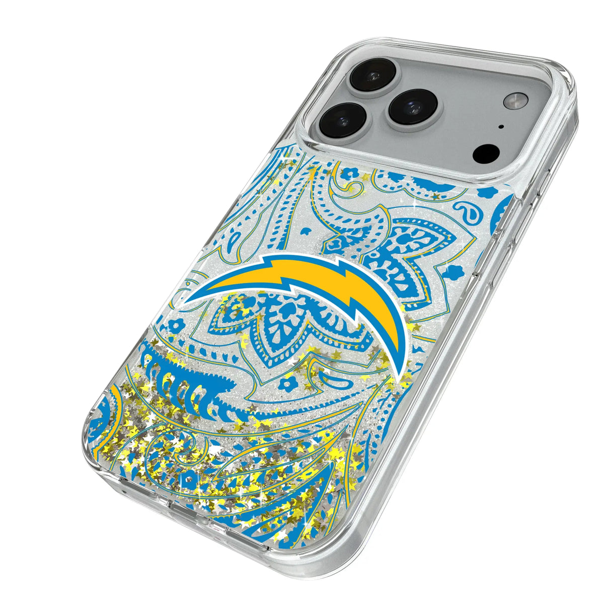 Los Angeles Chargers Paisley Glitter Phone Case for Apple iPhone