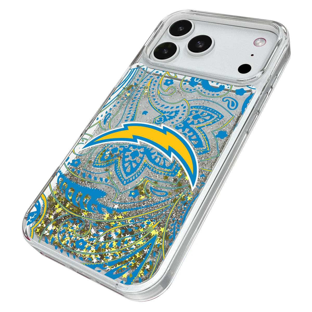 Los Angeles Chargers Paisley Glitter Phone Case for Apple iPhone