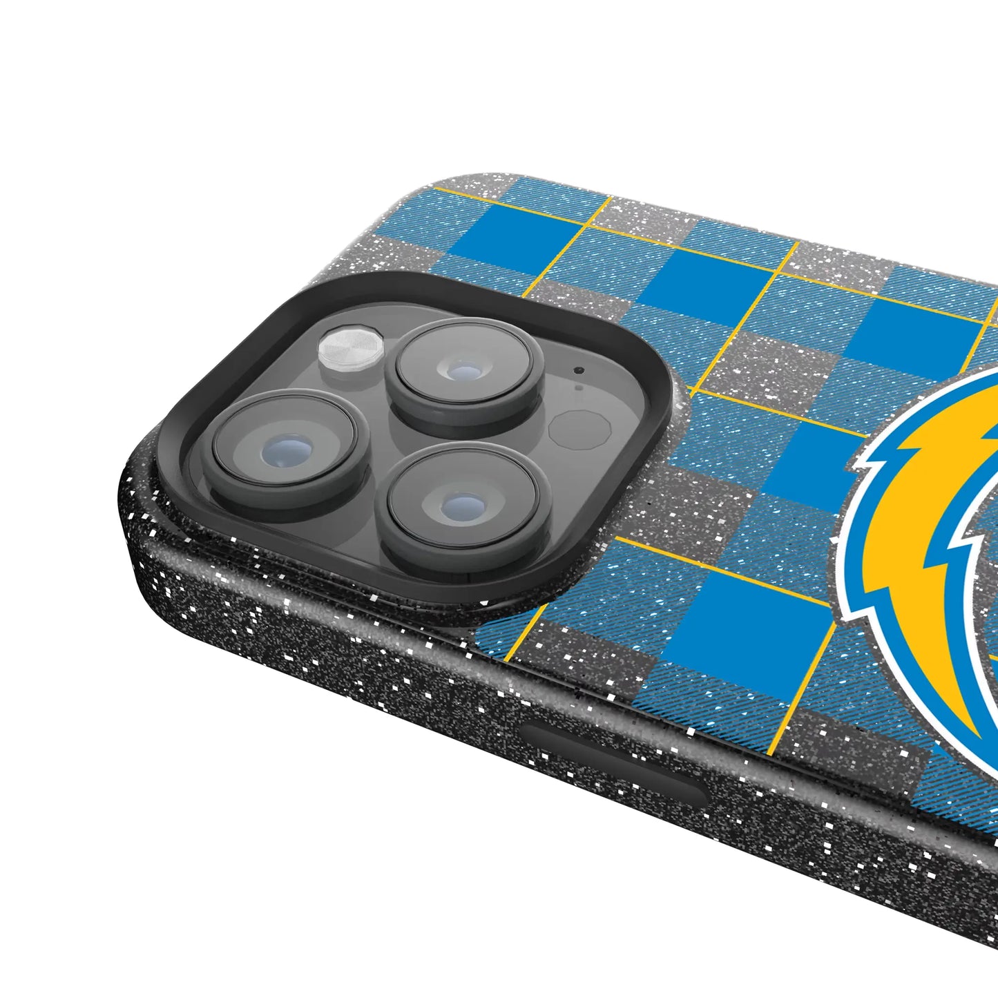 Los Angeles Chargers Plaid Black Bling Phone Case for Apple iPhone