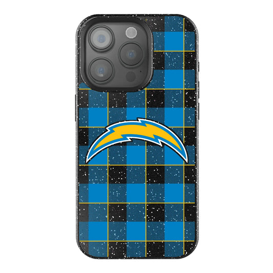 Los Angeles Chargers Plaid Black Bling Phone Case for Apple iPhone