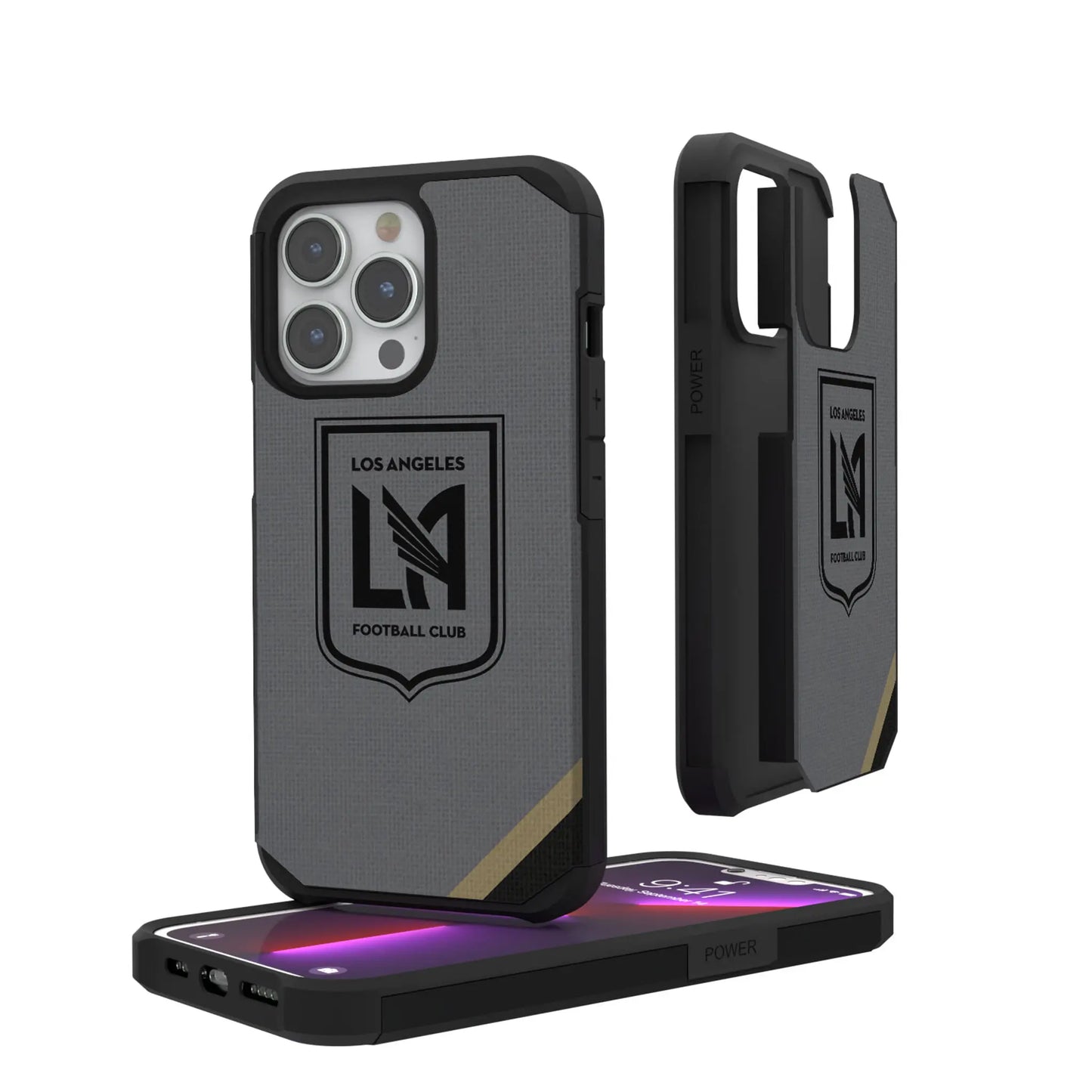 Los Angeles Football Club Diagonal Stripe Rugged Phone Case for Apple iPhone