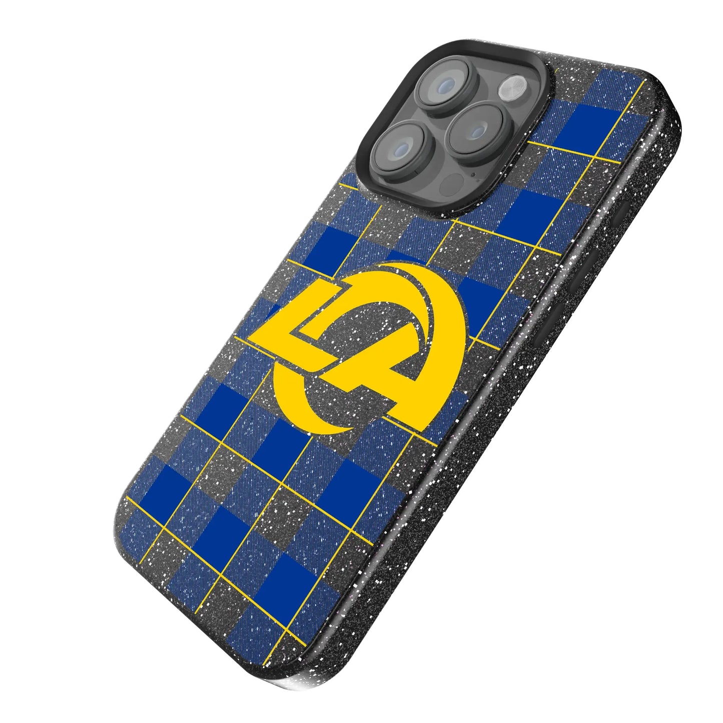 Los Angeles Rams Plaid Black Bling Phone Case for Apple iPhone