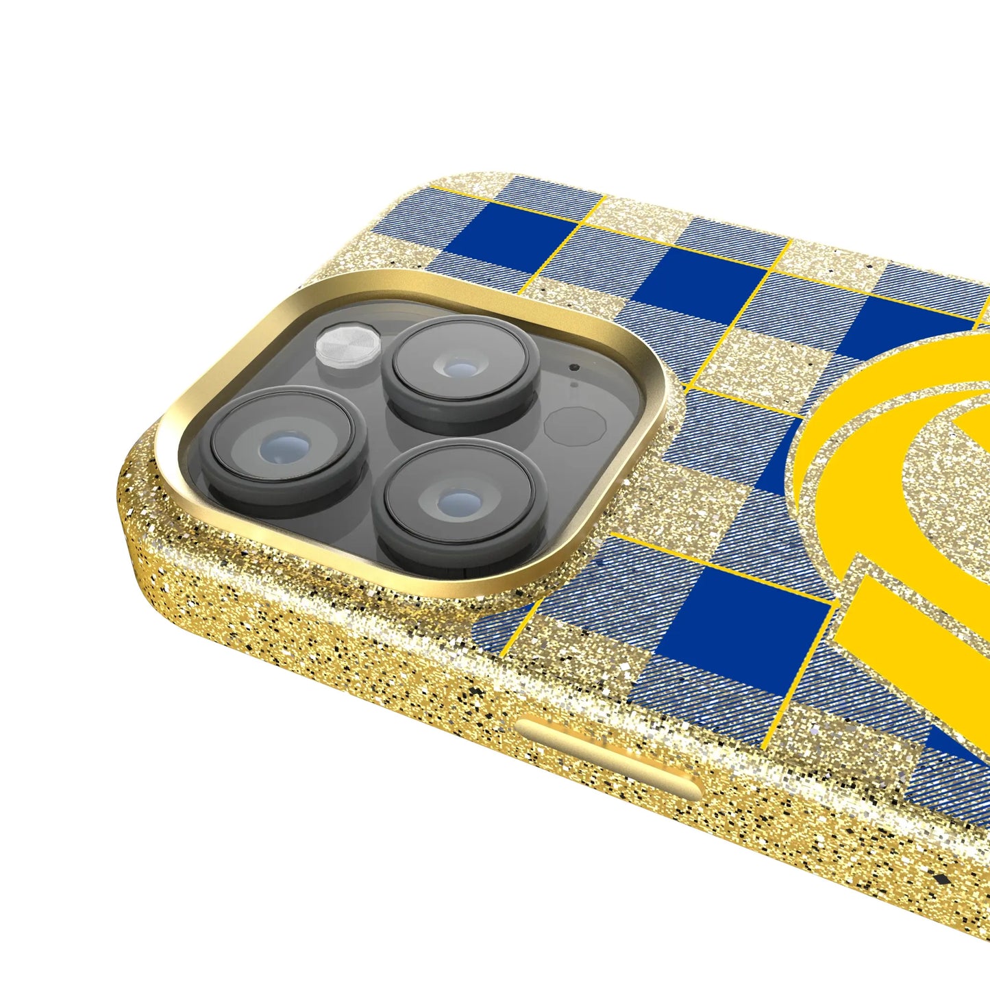 Los Angeles Rams Plaid Bling Phone Case for Apple iPhone