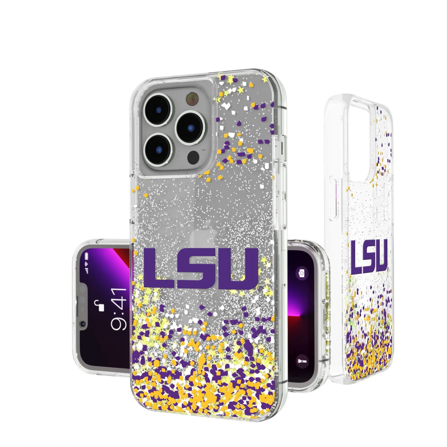 Louisiana State University Tigers Confetti Glitter Phone Case for Apple iPhone