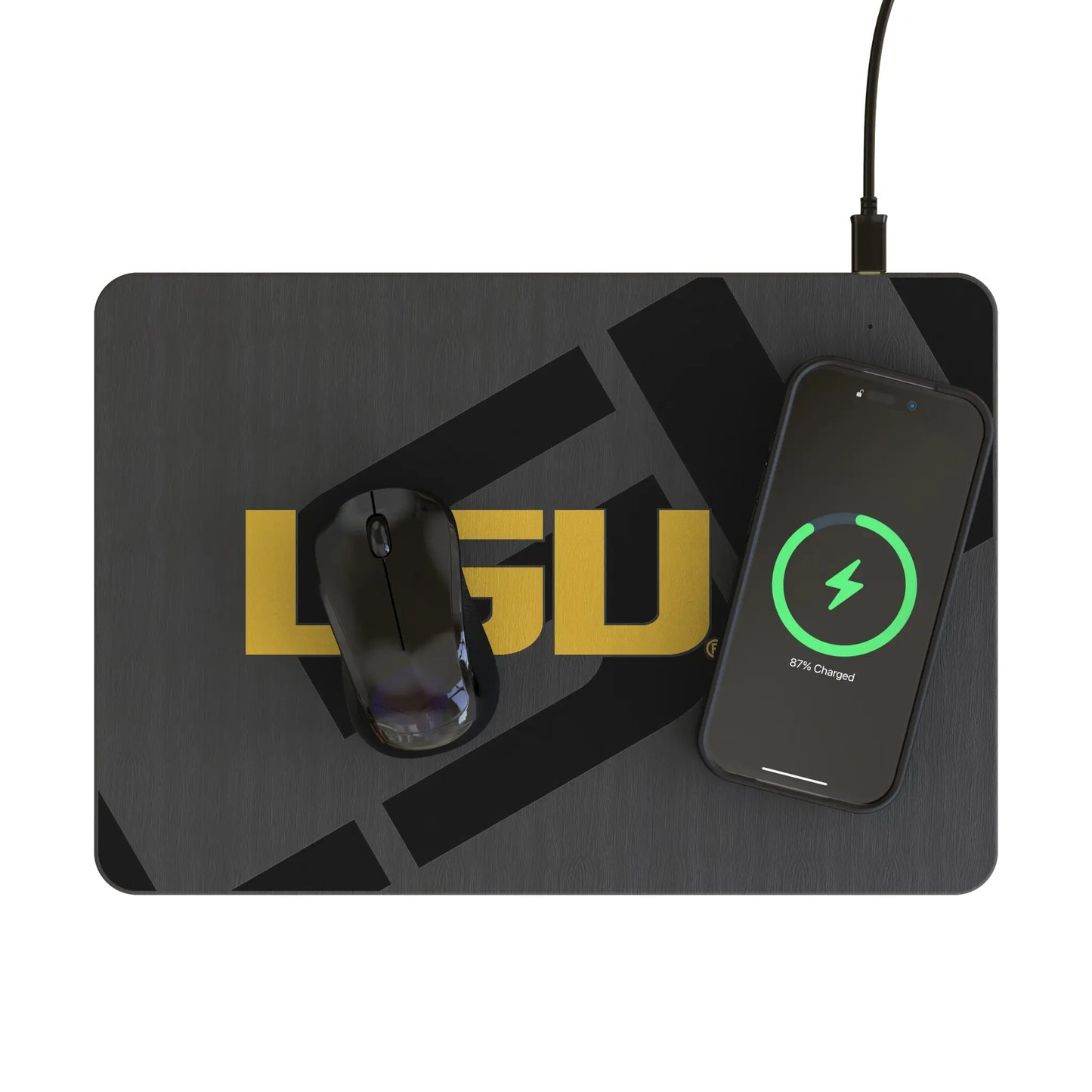 Louisiana State University Tigers Monocolor Tilt 15-Watt Wireless Charger and Mouse Pad