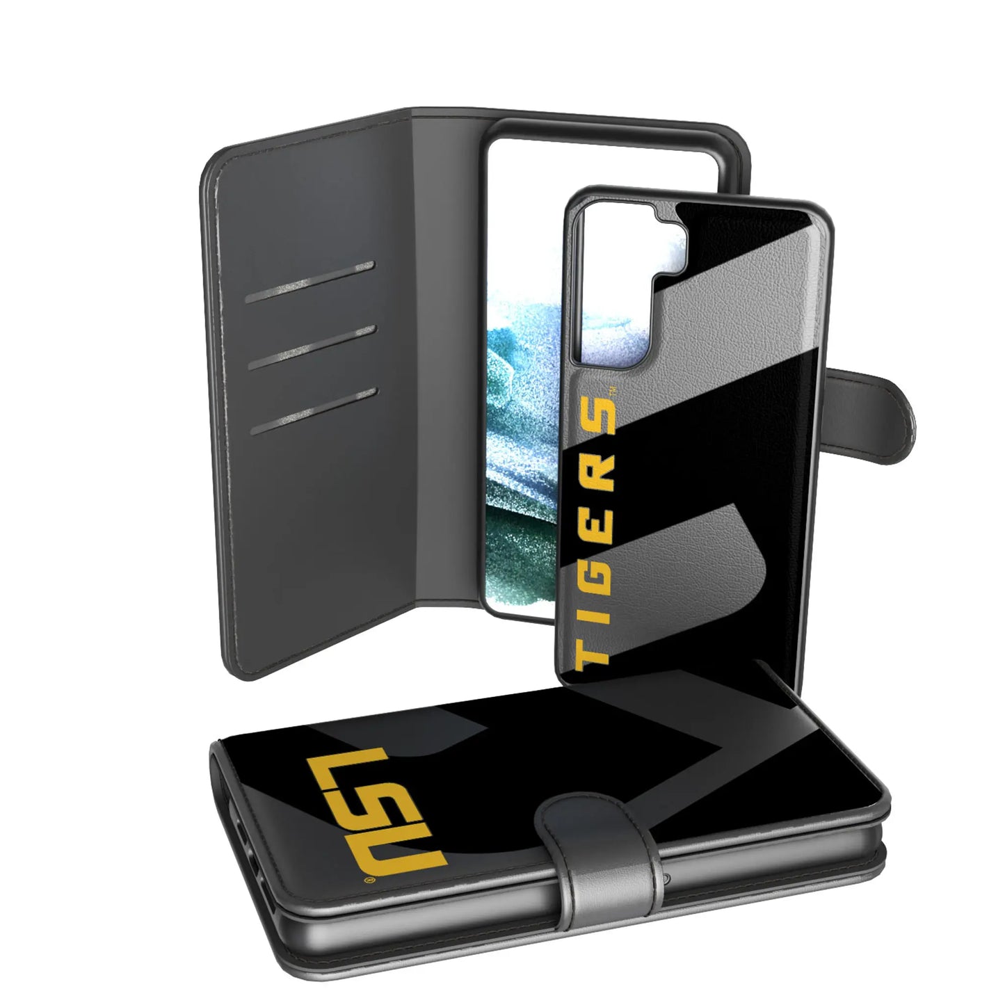Louisiana State University Tigers Monocolor Tilt Wallet Phone Case for Apple iPhone