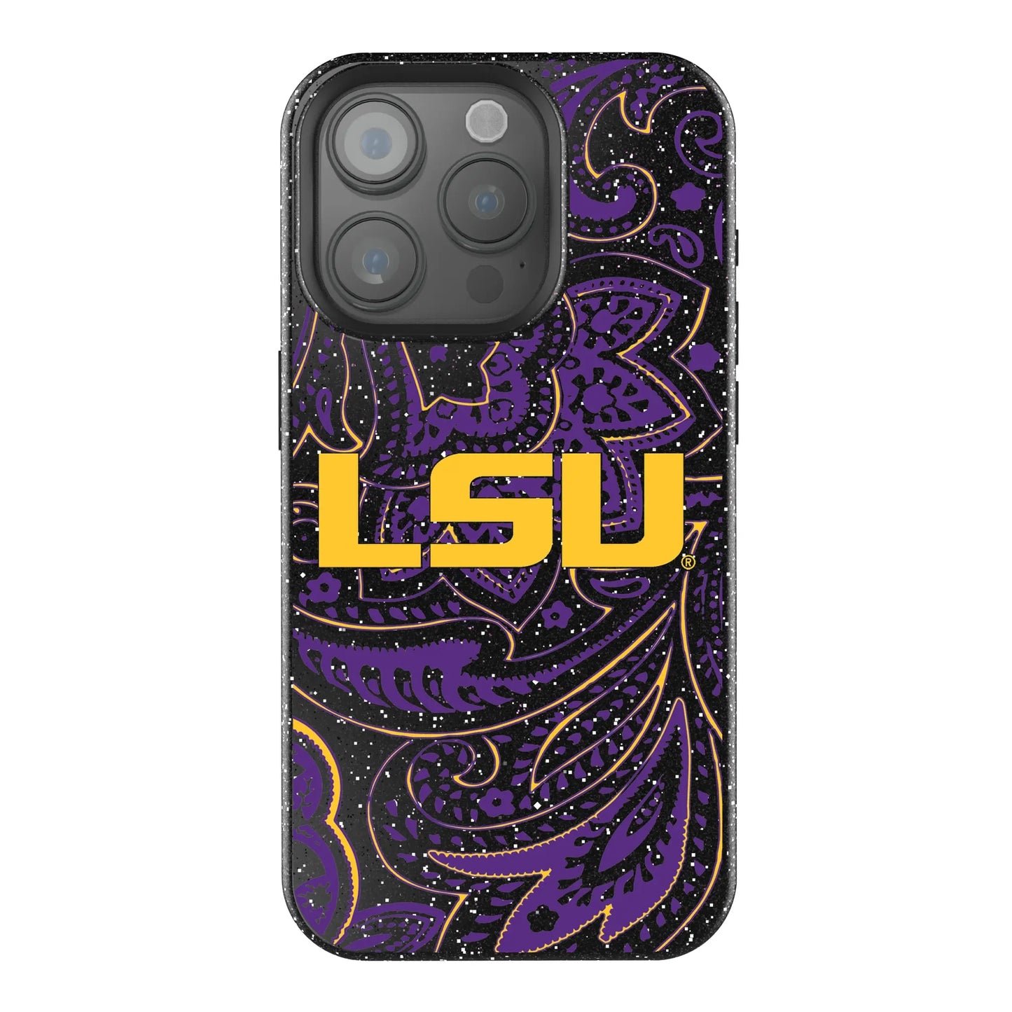Louisiana State University Tigers Paisley Black Bling Phone Case for Apple iPhone