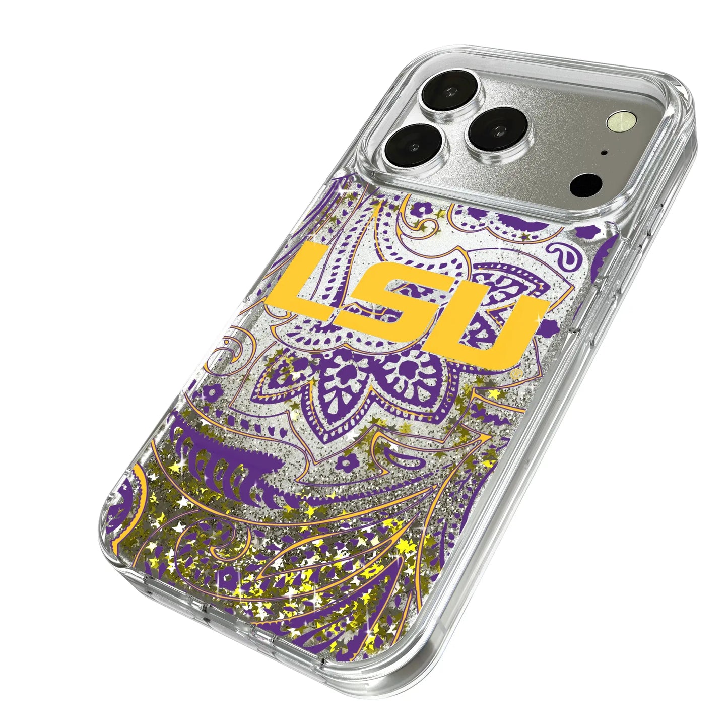 Louisiana State University Tigers Paisley Glitter Phone Case for Apple iPhone