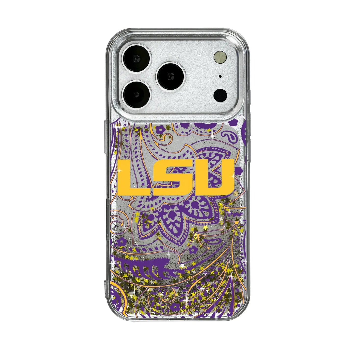 Louisiana State University Tigers Paisley Glitter Phone Case for Apple iPhone