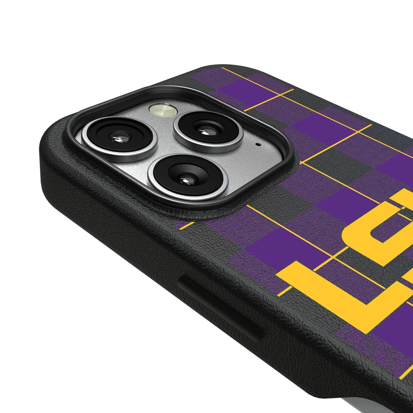 Louisiana State University Tigers Plaid MagSafe Compatible Phone Case for Apple iPhone