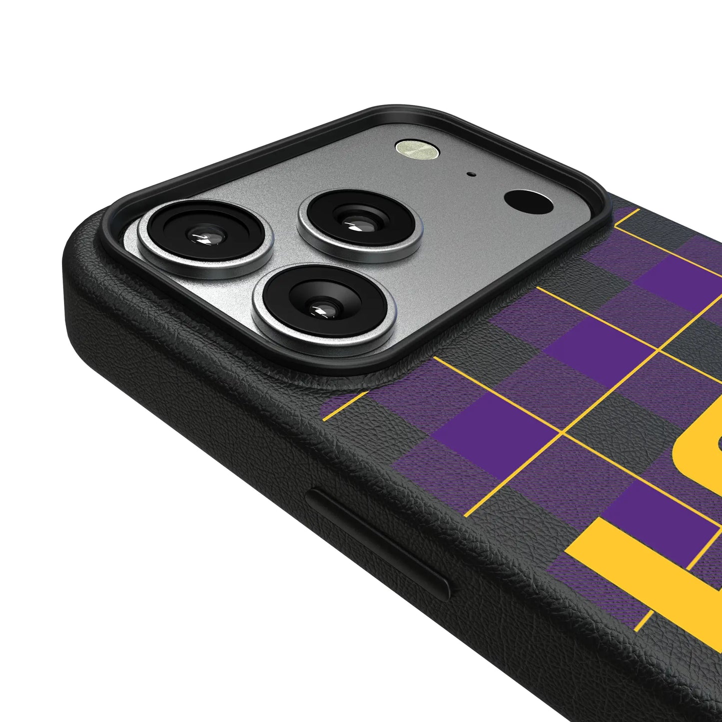 Louisiana State University Tigers Plaid MagSafe Compatible Phone Case for Apple iPhone