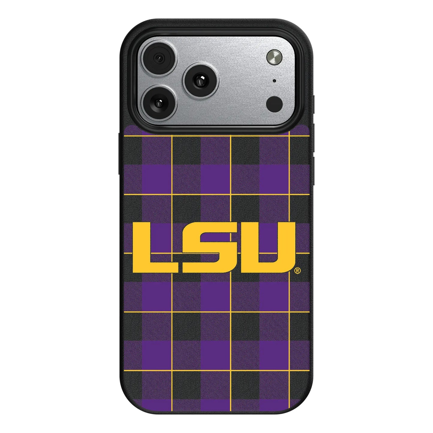 Louisiana State University Tigers Plaid MagSafe Compatible Phone Case for Apple iPhone