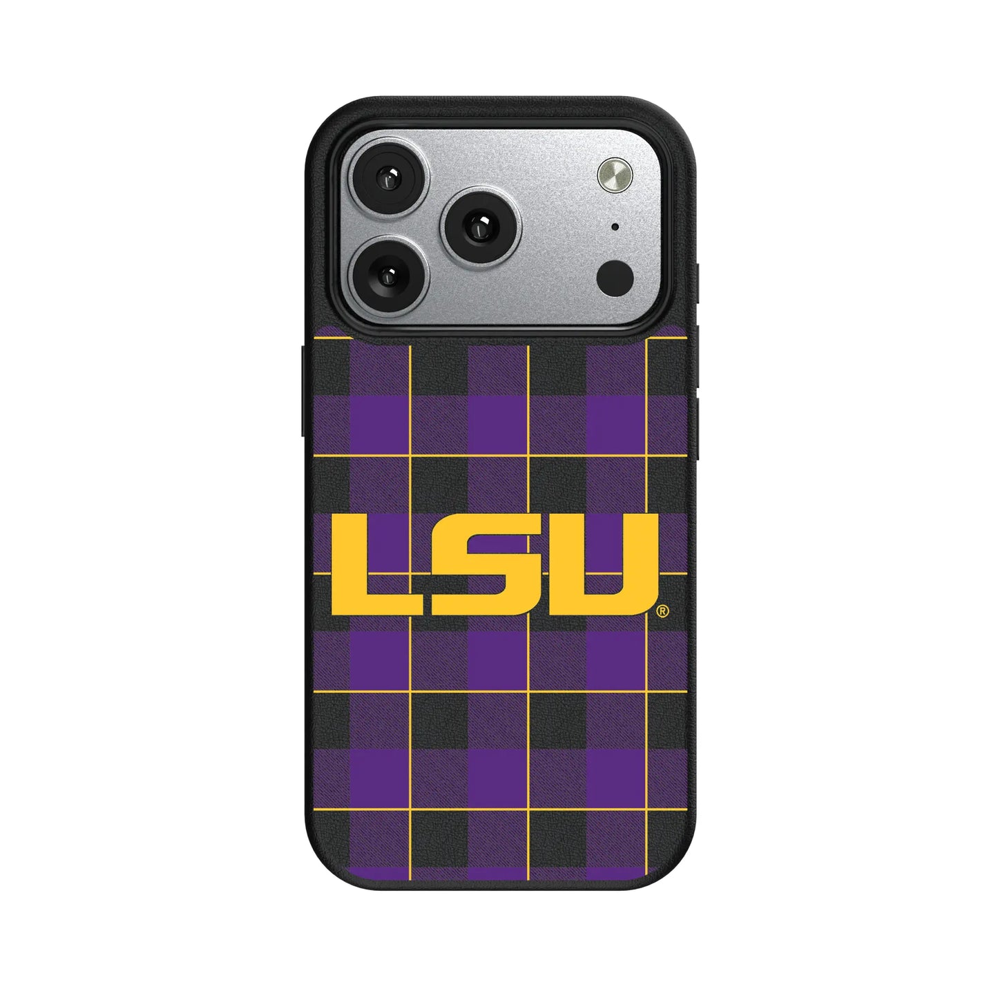 Louisiana State University Tigers Plaid MagSafe Compatible Phone Case for Apple iPhone