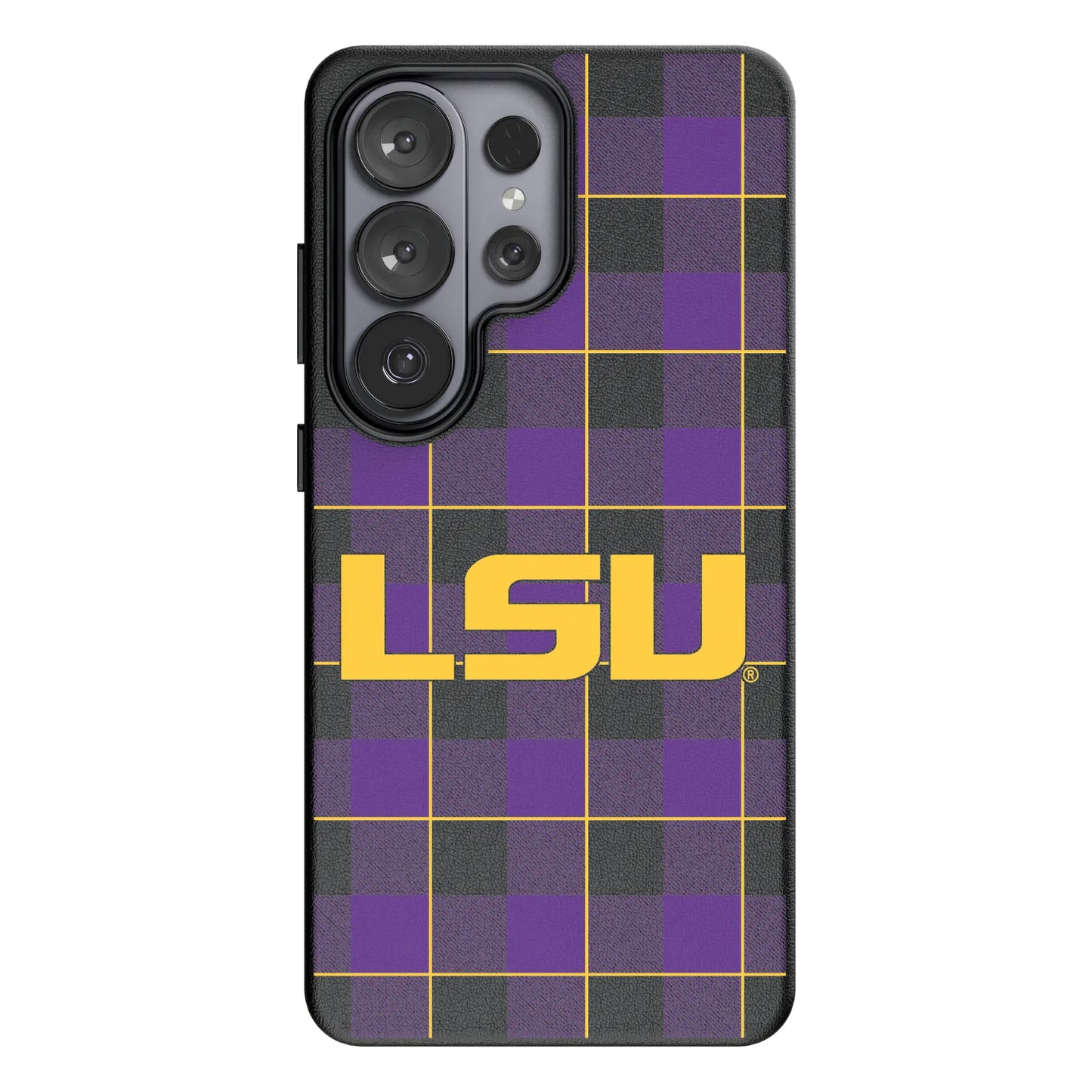 Louisiana State University Tigers Plaid MagSafe Compatible Phone Case for Samsung Galaxy