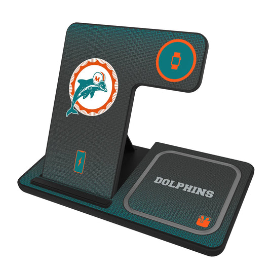 Miami Dolphins 1966-1973 Historic Collection Linen 3 in 1 Charging Station