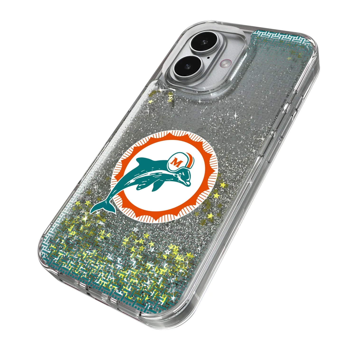 Miami Dolphins 1966-1973 Historic Collection Linen Glitter Phone Case for Apple iPhone