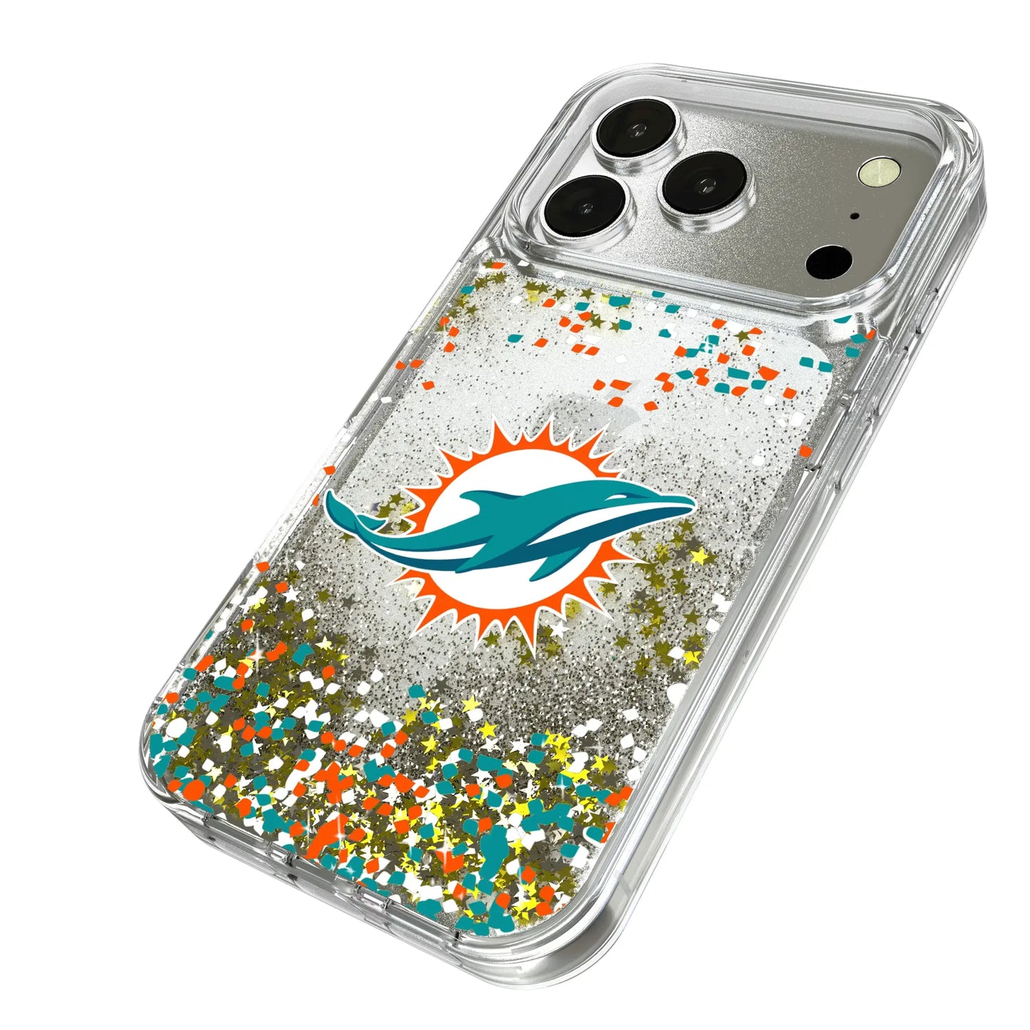 Miami Dolphins Confetti Glitter Phone Case for Apple iPhone
