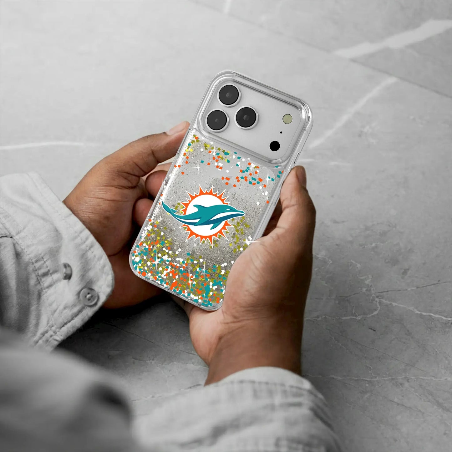 Miami Dolphins Confetti Glitter Phone Case for Apple iPhone