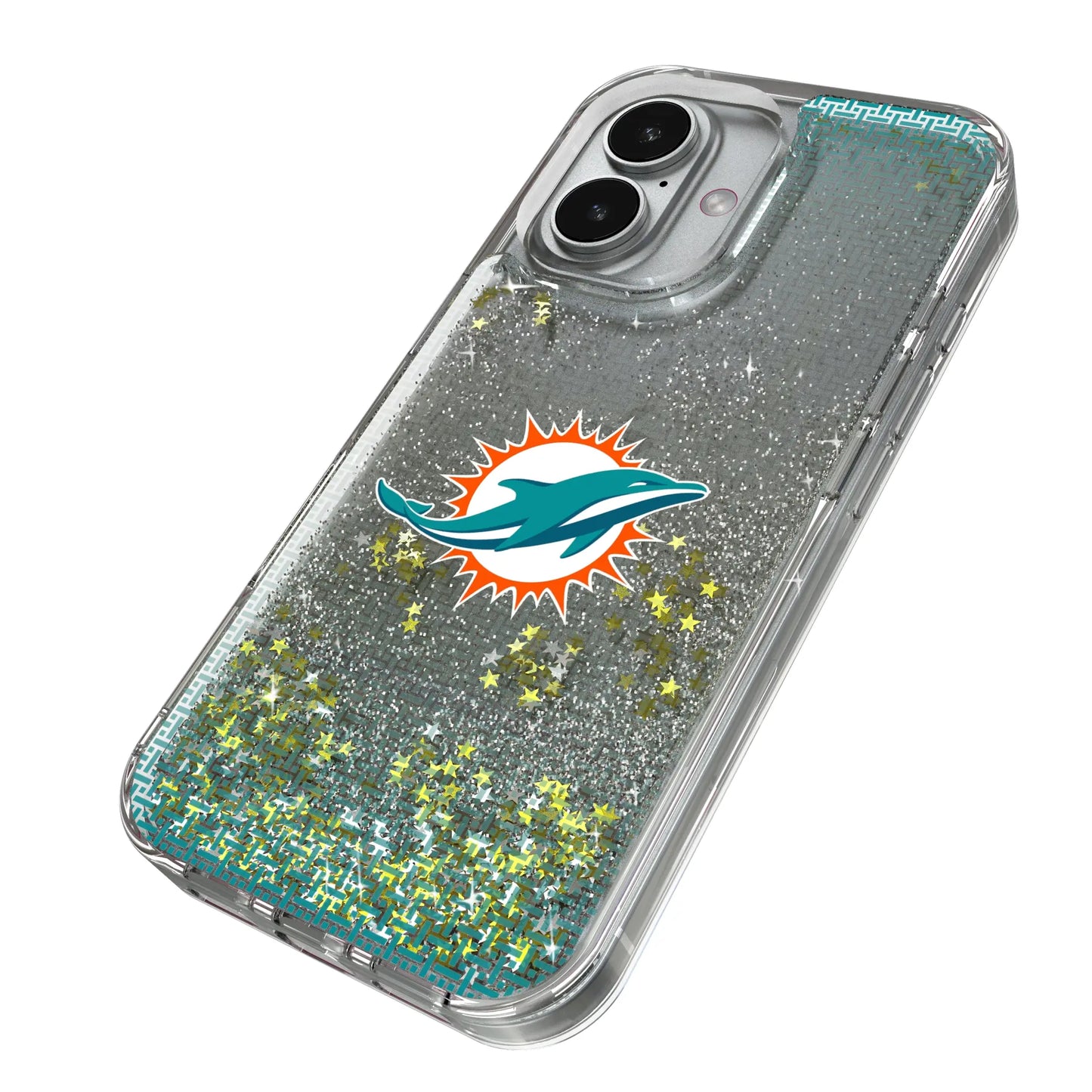 Miami Dolphins Linen Glitter Phone Case for Apple iPhone