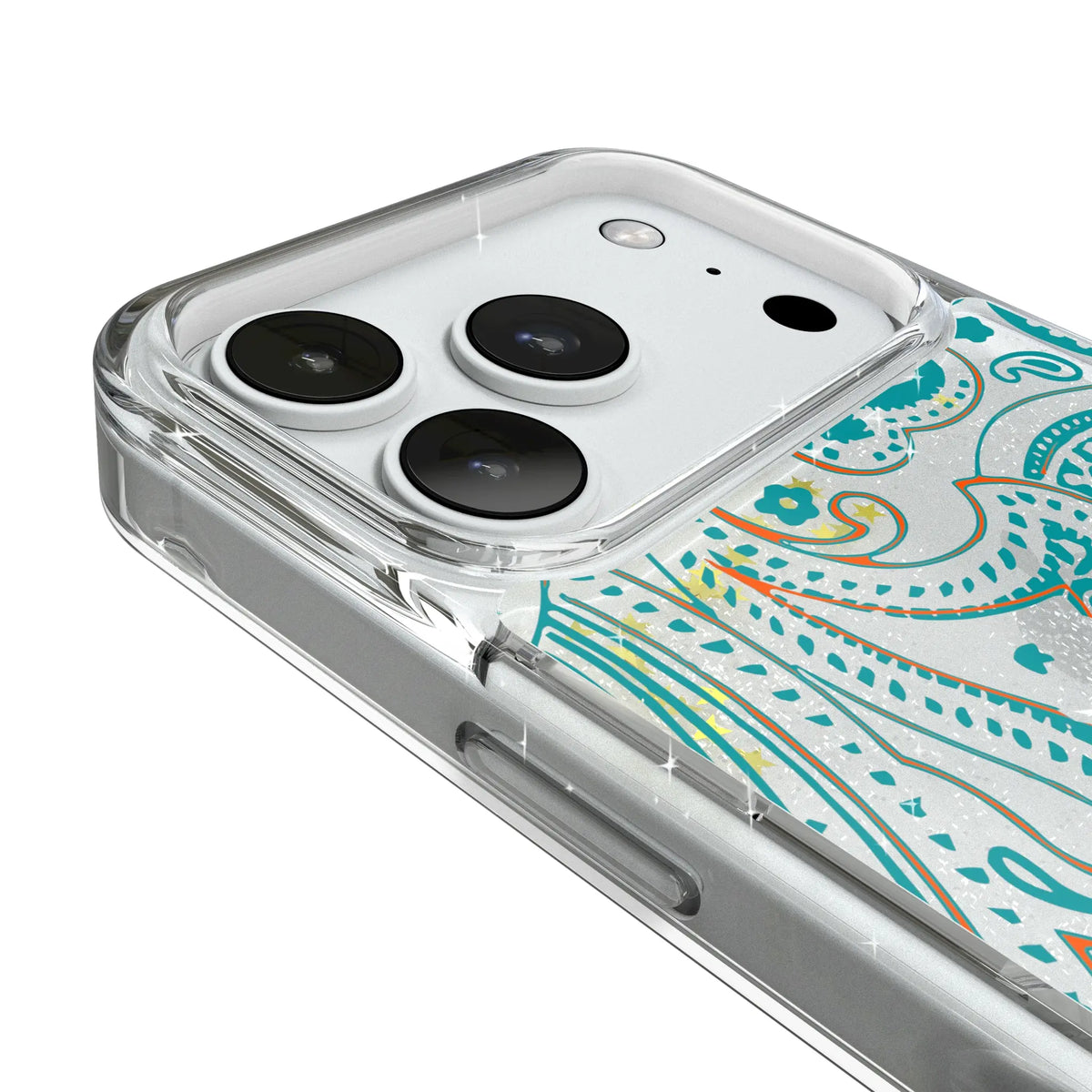 Miami Dolphins Paisley Glitter Phone Case for Apple iPhone