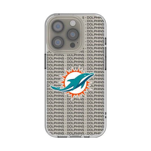 Miami Dolphins Text Backdrop Clear Phone Case for Apple iPhone