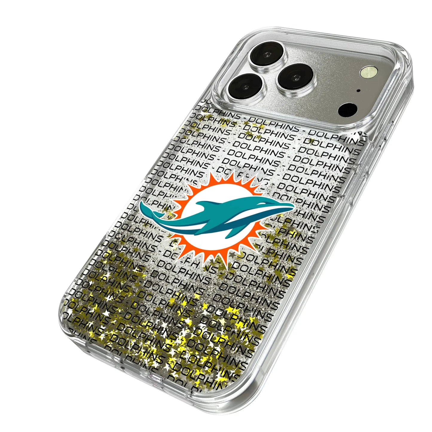 Miami Dolphins Text Backdrop Glitter Phone Case for Apple iPhone
